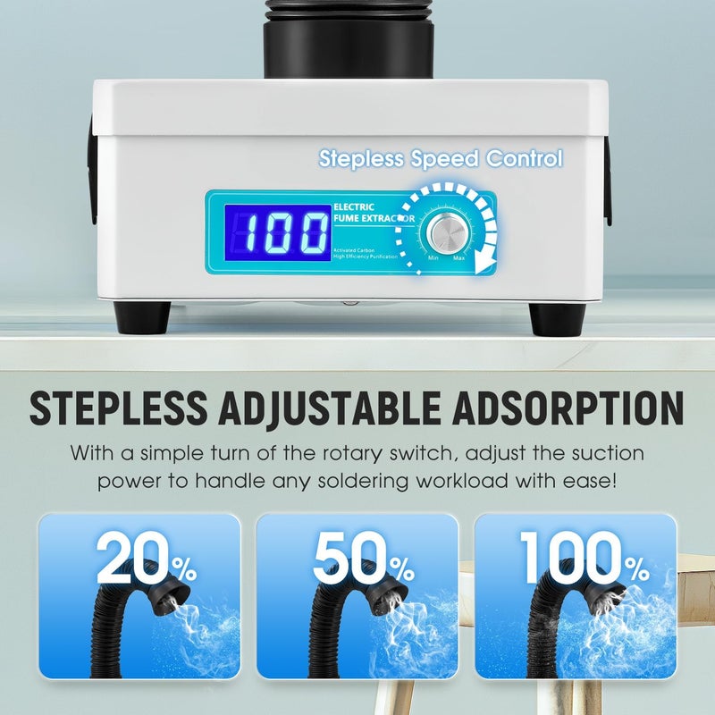 Antstone Store مستخرج دخان اللحام، سرعة قابلة للتعديل، شاشة LED، 3 مراحل من الفلاتر، مستخرج دخان لحام مكتبي لقطع الليزر، اللحام، الطباعة ثلاثية الأبعاد، اللحام، إصلاح الهواتف، مروحة مستخرج دخان اللحام - Image 5